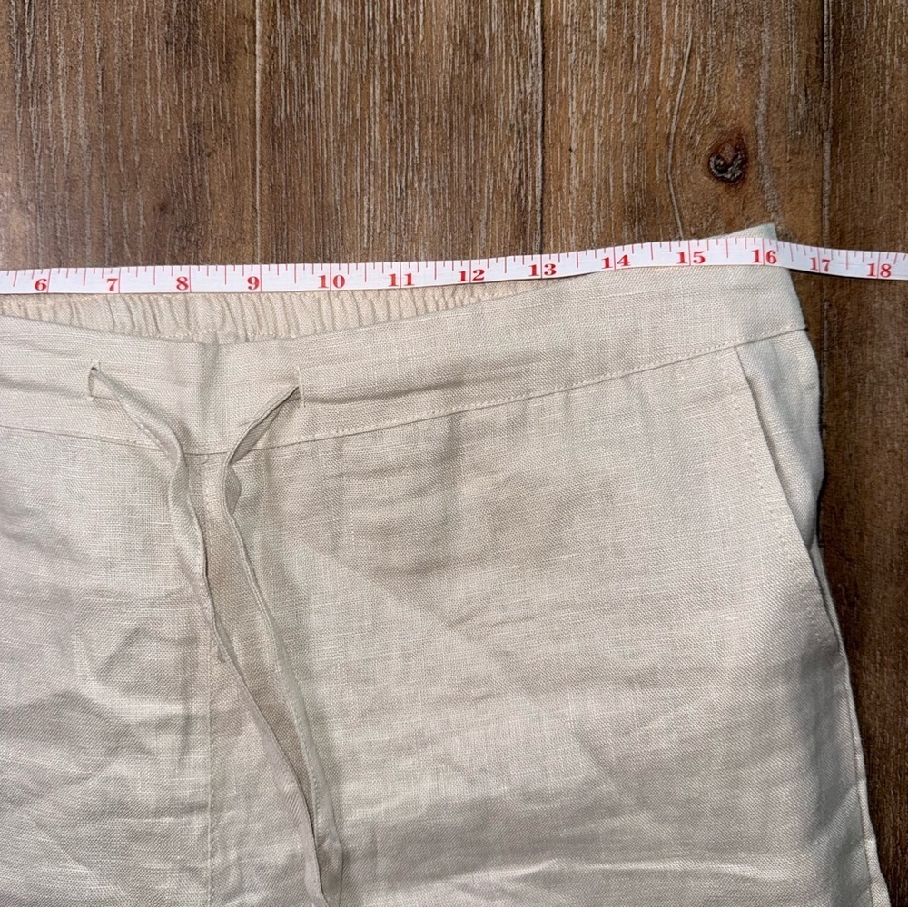 IXIMO %100 Linen Pants Tapered Leg sz L Lagenlook Coastal Cream Ivory pull on - Picture 2 of 11